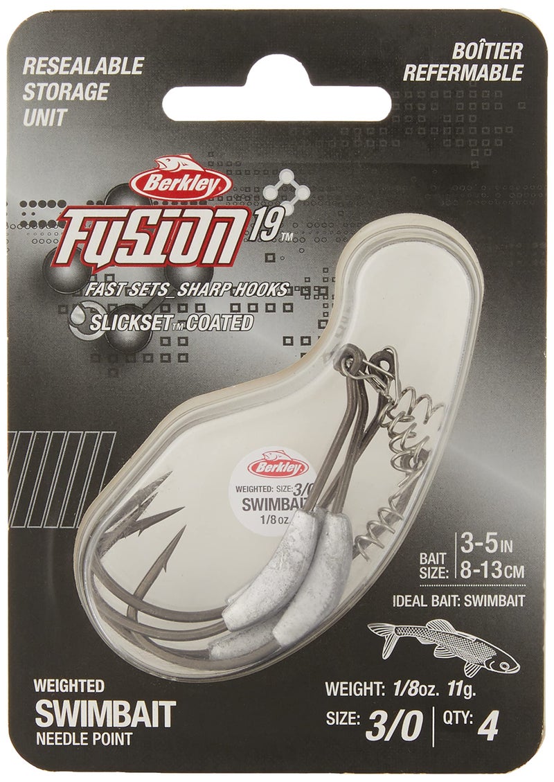 Berkley خطاطيف السباحة Berkley Fusion19 بوزن 3/0 (4 قطع) - ساتان دخاني - Image 1
